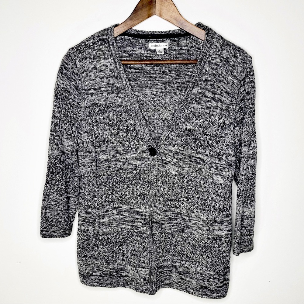 Croft & Barrow Women’s Open Front Cardigan Sweater Gray Size L Large